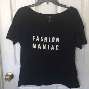 “Mango” black, graphic t-shirt; size medium